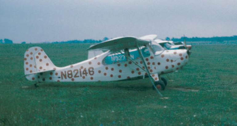 Aeronca-7AC-Skyport-Trainer painted with polka dots