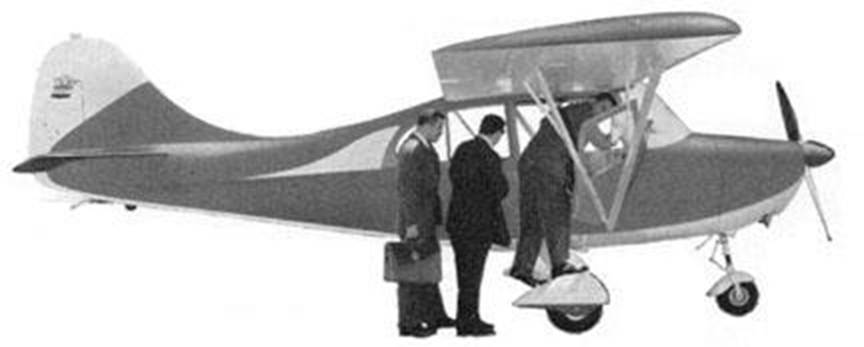 Three men in suits boarding a 7HC-DXer. BW photo.